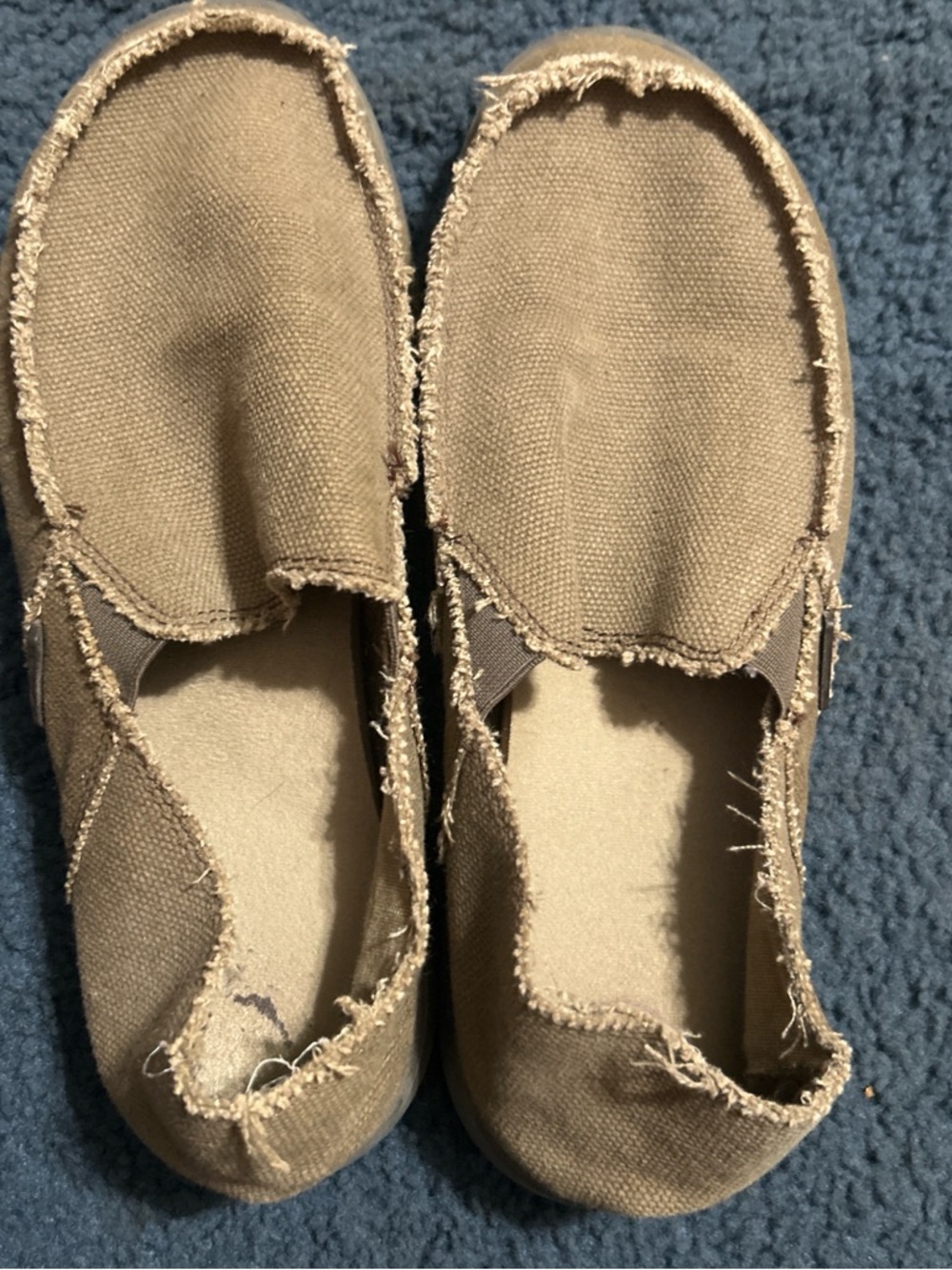 CROCS Men's Frayed Canvas Slip-On Loafers in Khaki
